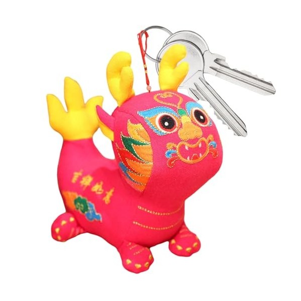 Ohicki Peluche Dragon du Nouvel an Chinois, Peluches de poupée Dragon, Pendentif Doux brodé de Style Folklorique Chinois, Jou
