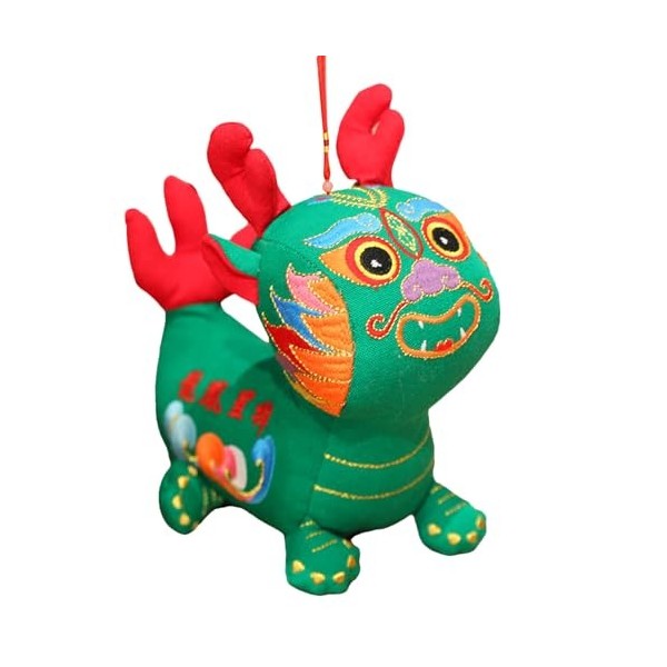 Povanjer Jouet en Peluche du Zodiaque,Peluche Animale Dragon du Zodiaque | Peluche brodée 3D de Style Folklorique Chinois, No