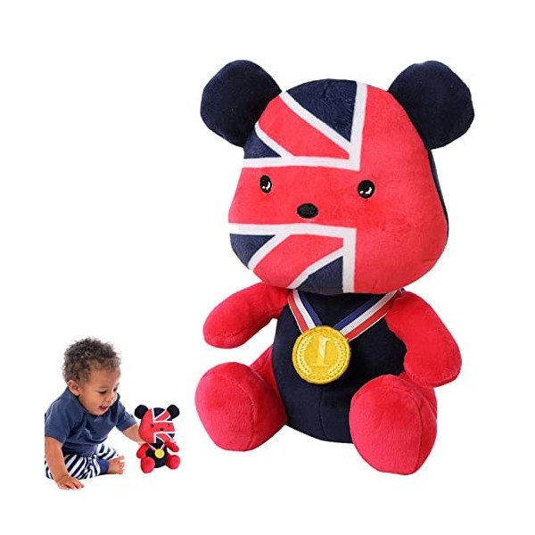 Bexdug Peluche Ours Drapeau National - Jouet en Peluche avec des fonctionnalités Mignonnes et Douces - Peluche Ours câlin et 