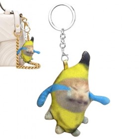 CABTRA Peluche chat banane, Porte-clés de poupée Banana Meow, mignon nouveauté son de charme faisant un chat banane doux pour