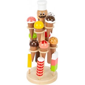 Small Foot 11859 Stand Luigi Mobile en Bois, Accessoires pour Magasin/Cuisine pour Enfants, 15 Types de Glaces Toys, Multicol