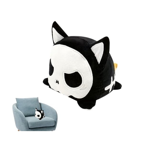 Fulenyi Animal réversible | Dessin animé Anime Mood Cat Plushie,Cadeau danniversaire de poupée en Peluche Rabattable Double 