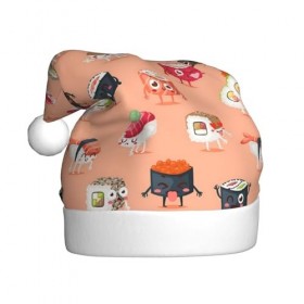 ZORIN Chapeau de Père Noël Kawaii Sushi Nourriture Unisexe Confortable Peluche pour Noël, Nouvel An, Vacances Fournitures de 