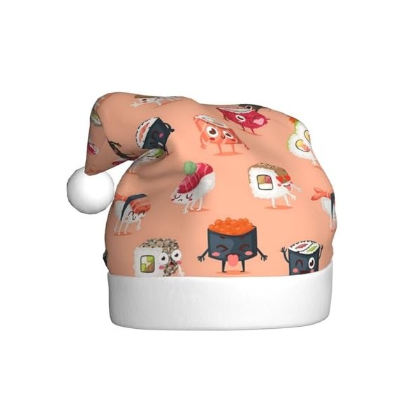 ZORIN Chapeau de Père Noël Kawaii Sushi Nourriture Unisexe Confortable Peluche pour Noël, Nouvel An, Vacances Fournitures de 