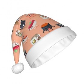 ZORIN Chapeau de Père Noël Kawaii Sushi Nourriture Unisexe Confortable Peluche pour Noël, Nouvel An, Vacances Fournitures de 