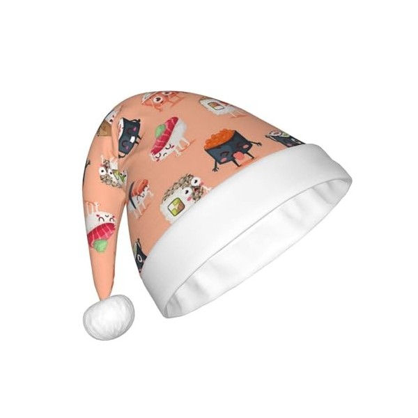 ZORIN Chapeau de Père Noël Kawaii Sushi Nourriture Unisexe Confortable Peluche pour Noël, Nouvel An, Vacances Fournitures de 