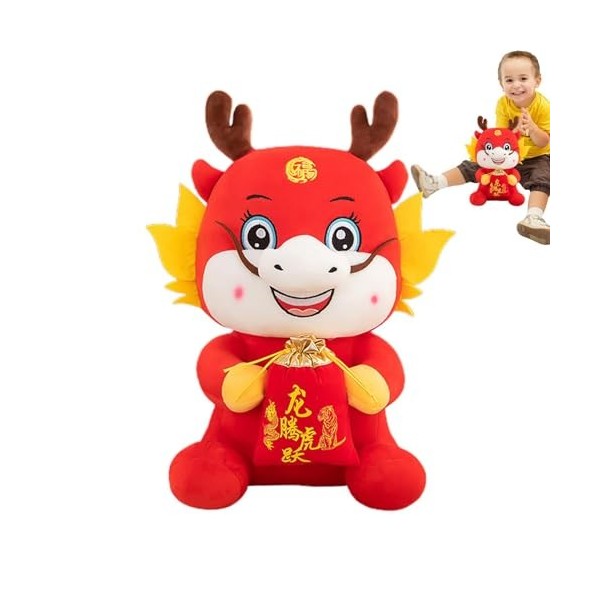 Kaxenig 2024 Dragon en Peluche Jouets | Peluche Dragon du Nouvel an Chinois 2024 | Peluche Zodiaque Dragon Jouets Dragon en P