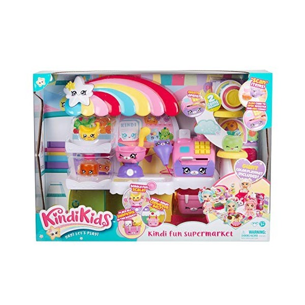 Kindi Kids Supermarché Chat Petkin, 2 Shopkins et Un Tapis de Jeu en Vinyle. 50003