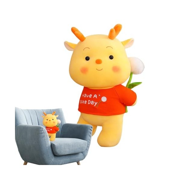 Tedious Année du Dragon Peluche - Peluche Dragon du Nouvel an 2024,Poupées Dragon dambiance Festive pour Chambre à Coucher, 