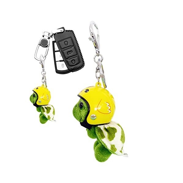 Porte-clés tortue en peluche avec casque, pendentif poupée en peluche portable, pendentif tortue en peluche, porte-clés pour 