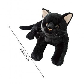 Juzinqu Peluche Chat Noir | Jouets en Peluche Chat Noir 12 | Oreiller en Peluche pour Simulation pour Enfants | Mignon Pelu