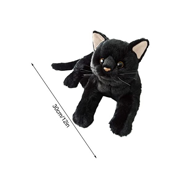 Juzinqu Peluche Chat Noir | Jouets en Peluche Chat Noir 12 | Oreiller en Peluche pour Simulation pour Enfants | Mignon Pelu