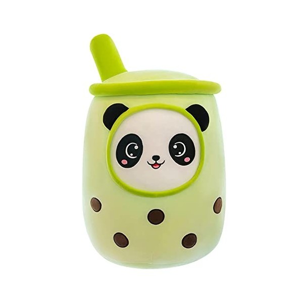 Bubble Tea en Peluche, Oreiller en Peluche de Thé à Bulles Peluche Panda Étreignant Oreiller Bubble Tea Jouet Peluche Thé Pou