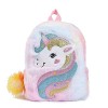 Carolilly Sac à Dos en Peluche Enfant Mignon Licorne Sac à Dos en Faux Fourrure Sac Scolaire Fille Primaire Violet, 21cm*8cm