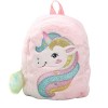 Carolilly Sac à Dos en Peluche Enfant Mignon Licorne Sac à Dos en Faux Fourrure Sac Scolaire Fille Primaire Violet, 21cm*8cm