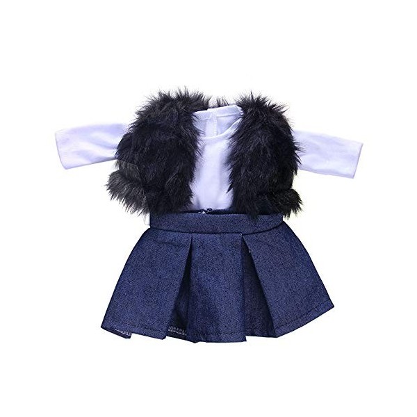 Uteruik Vêtements de poupée pour poupée American Girl de 46 cm - Tenue décontractée - Chemise à manches longues, jupe et gile