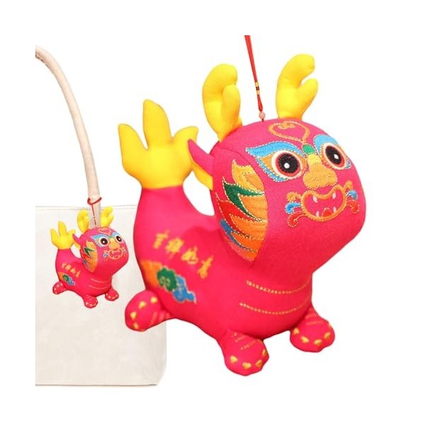 Firulab Peluche Dragon du Nouvel an Chinois - Peluche Animale Dragon du Zodiaque,Pendentif Doux brodé de Style Folklorique Ch