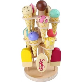 porte-glace en bois mobile à petits pieds, accessoires pour épiceries et cuisines pour enfants, à partir de 3 ans, 1248
