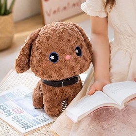 Anloximt Animal en Peluche pour Chien Teddys, Peluches en Peluche Teddys Dog Doll, Simulation Peluches Chien Poupée 25cm, Ado