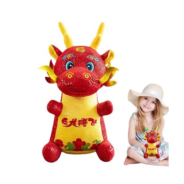 BUNIQ Dragon en Peluche,Dragon Plushie | Ornement de Mascotte Mignonne de poupée de Dragon Doux - Souvenir de bénédiction du 