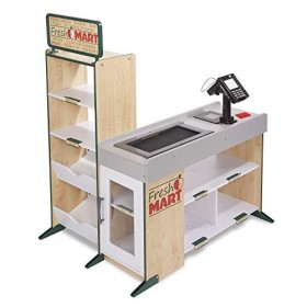 Melissa & Doug Épicerie en bois, Jouet supermarché avec une caisse, de largent, un scanner, etc, Jouet créatif montessori, J