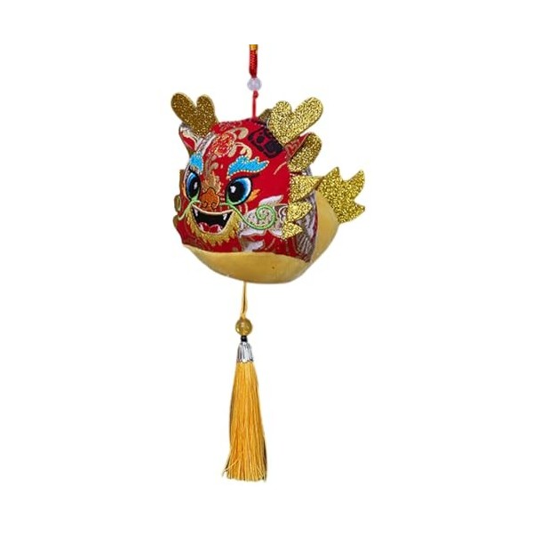 BEEBY Jouet en Peluche Mascotte de l’année du Dragon - Pendentif tête de Dragon en Tissu Fleuri,Jouet en Peluche de Vacances 