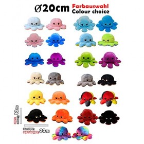 KUNSTIFY - Peluche Pieuvre réversible 20 cm, Bleu et Violet