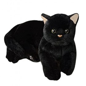 PW TOOLS Animal en Peluche Chat Noir, Jouet en Peluche Chat Noir, Jouet Mignon Chatons en Peluche pour Enfants, Cadeaux Réali