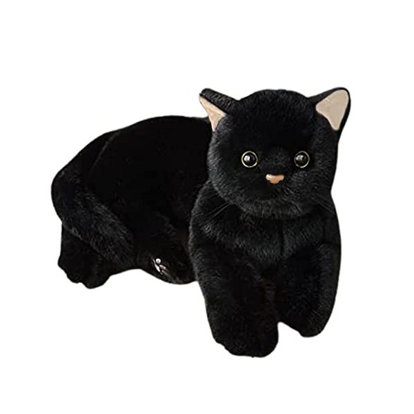 PW TOOLS Animal en Peluche Chat Noir, Jouet en Peluche Chat Noir, Jouet Mignon Chatons en Peluche pour Enfants, Cadeaux Réali