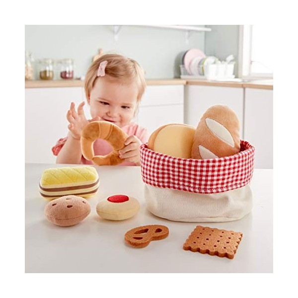 Hape Panier de Viennoiseries en Tissu - Jeu dImitation Enfants de 18 Mois et Plus - Accessoires Dinette Réalistes - Fait en 