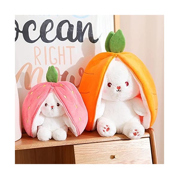 VELOWE Jouets Lapin Muppet, Peluche Lapin Fraise, Lapin Fraise, Lapin De Pâques Fraise, Lapin De Pâques en Peluche Poupée Lap