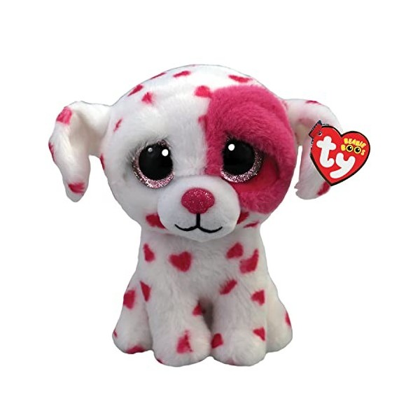 Ty- Dog Beanie Boos-Peluche Beau Le Chien 15 cm-TY36539, TY36539, Blanc, Rose, Small