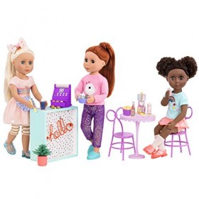 Glitter Girls Playset with 60+ Pieces – Patio Furniture Table & Chairs for Play Food & Cash Register – 3 Years + – GG Sweet S