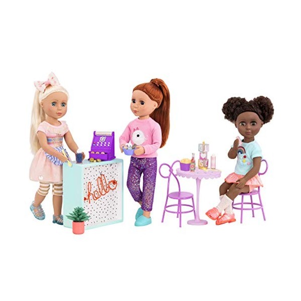 Glitter Girls Playset with 60+ Pieces – Patio Furniture Table & Chairs for Play Food & Cash Register – 3 Years + – GG Sweet S