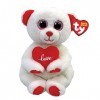 Ty Beanie Bellies-Peluche Desi lours 15 cm-TY41047, TY41047, Blanc, Rouge, Small