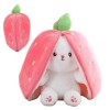 EHOTER Lapin Mignon en Peluche De Pâques Mignon Lapin Créatif en Peluche Carotte Fraise Animal avec Fermeture éclair Lapin en