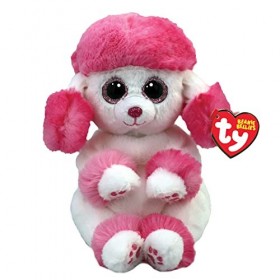Ty Beanie Bellies-Peluche Heartly Le Caniche 15 cm-TY41046, TY41046, Rose, Blanc, Small