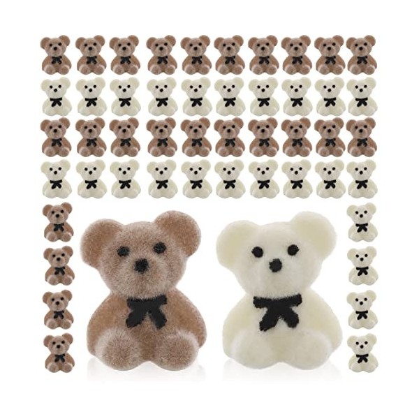 Prasacco Lot de 50 mini ours en peluche miniatures en acrylique - Mini ours floqués en plastique - Petits ours - Petits ours 