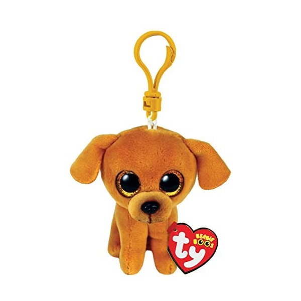 Ty Anneau Porte-clés Beanie Boos Clips Zuzu-Marron-Chien dorés pailletés-La Peluche aux Grands Yeux scintillants-12 cm-35256,