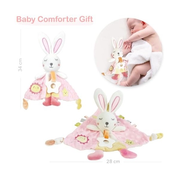 Doudou Lapin Peluche, Serviette Apaisant Bébé. Utilisé comme Jouet d’Eveil. Cadeau Naissance.Doudou de Compagnie pour Bébé de