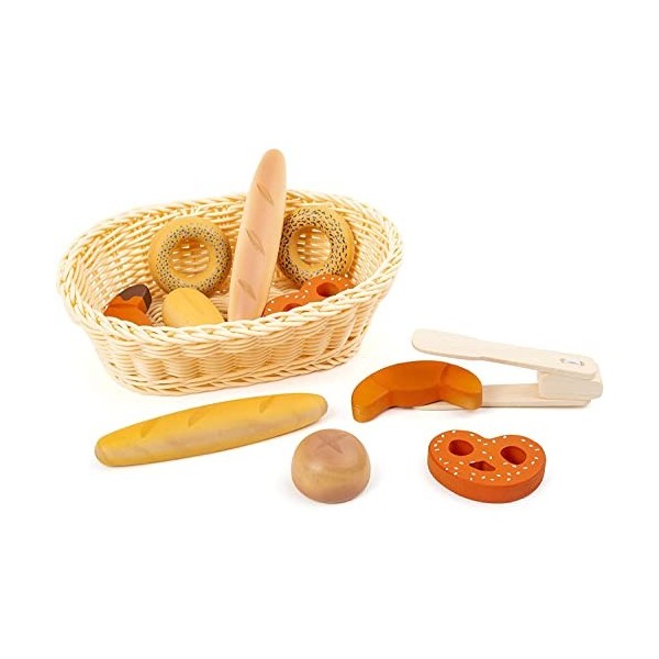 Small Foot-11444 Set de paniers à Pain Fresh, en Bois, Jeu de rôle, Accessoires pour Cuisines et la Boutique marchande Jouets