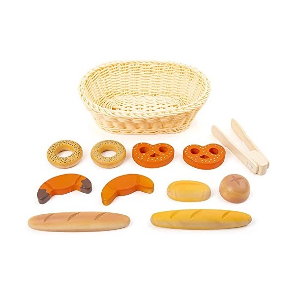 Small Foot-11444 Set de paniers à Pain Fresh, en Bois, Jeu de rôle, Accessoires pour Cuisines et la Boutique marchande Jouets