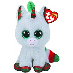 TY- Beanie Boos-Snowfall la Licorne 15 cm, TY36238, Blanc/Vert