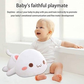 Oreiller en Peluche Chat Mignon de 35 cm, Chat endormi étreignant des Animaux en Peluche en Peluche Doux Oreiller Anime Chat 