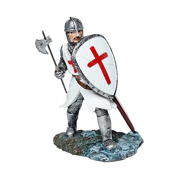 mtb more energy Statuette de chevalier Templar Knight – Croisé blanc avec hache et bouclier – Hauteur env. 15 cm – Décoration