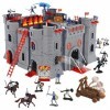 STARLUX – Château Fort Le Château Noir avec Figurines Chevaliers, Soldats, Dragon, Catapultes et Accessoires Inclus – Dès 3 A