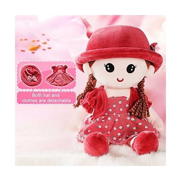 ibeafilly Mignonne Poupée de Chiffon Fille Jouet en Peluche Douce Dressable Mini-princesse Poupée en Chapeau et Jupe Jolie Dé