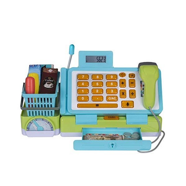 Playkidiz Interactive Toy Cash Registre Enfants - Sons et apprentissage précoce - Jouer à largent Scanner de poche Scanner B