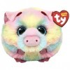 Ty Beanie Balls T42551 - Pigache Le Cochon Multicolore avec Les Yeux Bleus pailletés, Animaux en Peluche Doux et Ronds à Coll