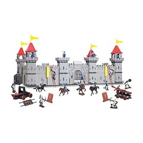 Cool, grand château de chevalier avec figurines royaume château variante B, chevalier en argent/noir/argent/bleu .